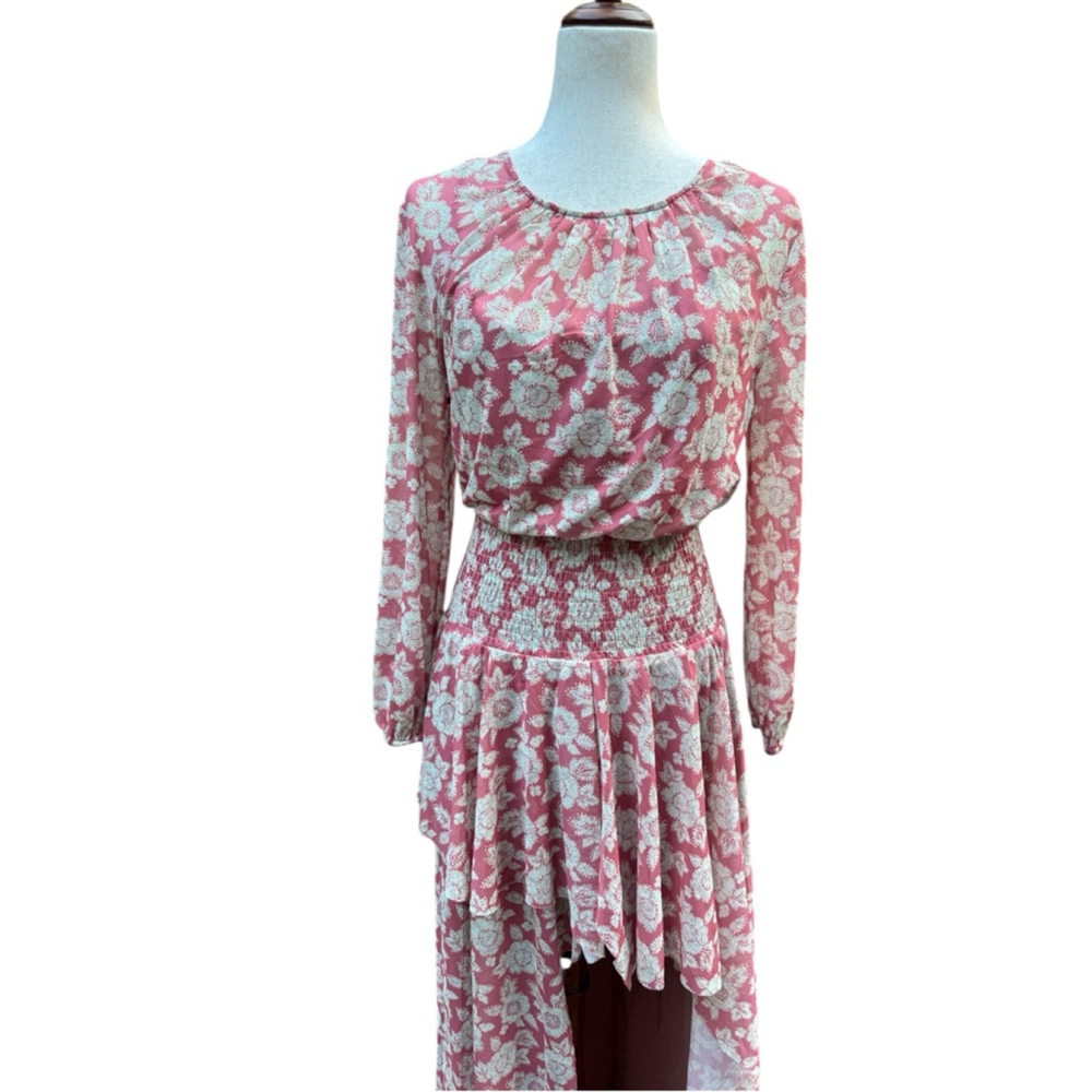 Mia Joy Joyfolie Pink Floral High-Low Dress M Romantic Boho Cottagecore - Picture 7 of 14